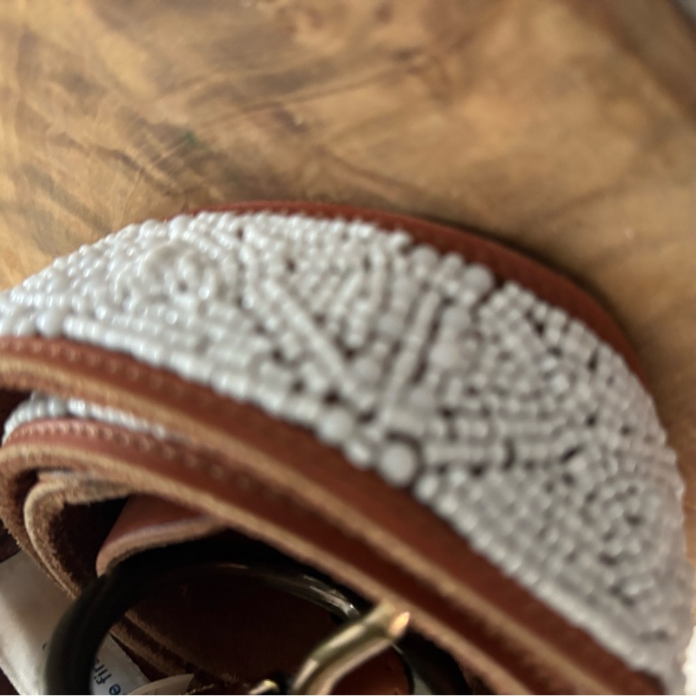 Lucky Brand Beaded Brown Leather Belt - Picture 3 of 10
